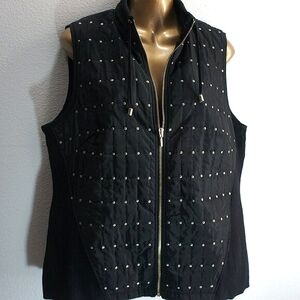 Chicos collections black W/ gold sequins quilted vest size 2